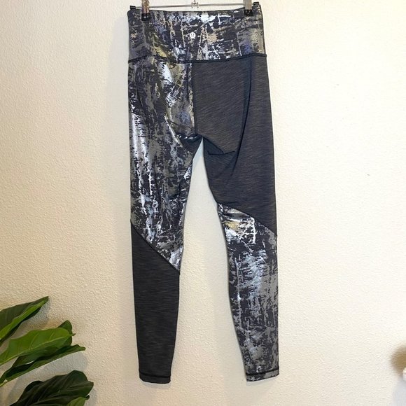Lululemon Wunder Under High Rise Tight Leggings Silver Black Brindle Foil - Picture 7 of 10